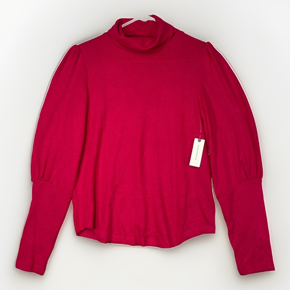Anthropologie Medium Puff Sleeved Cozy Turtleneck Top Viscose Blend Lightweight